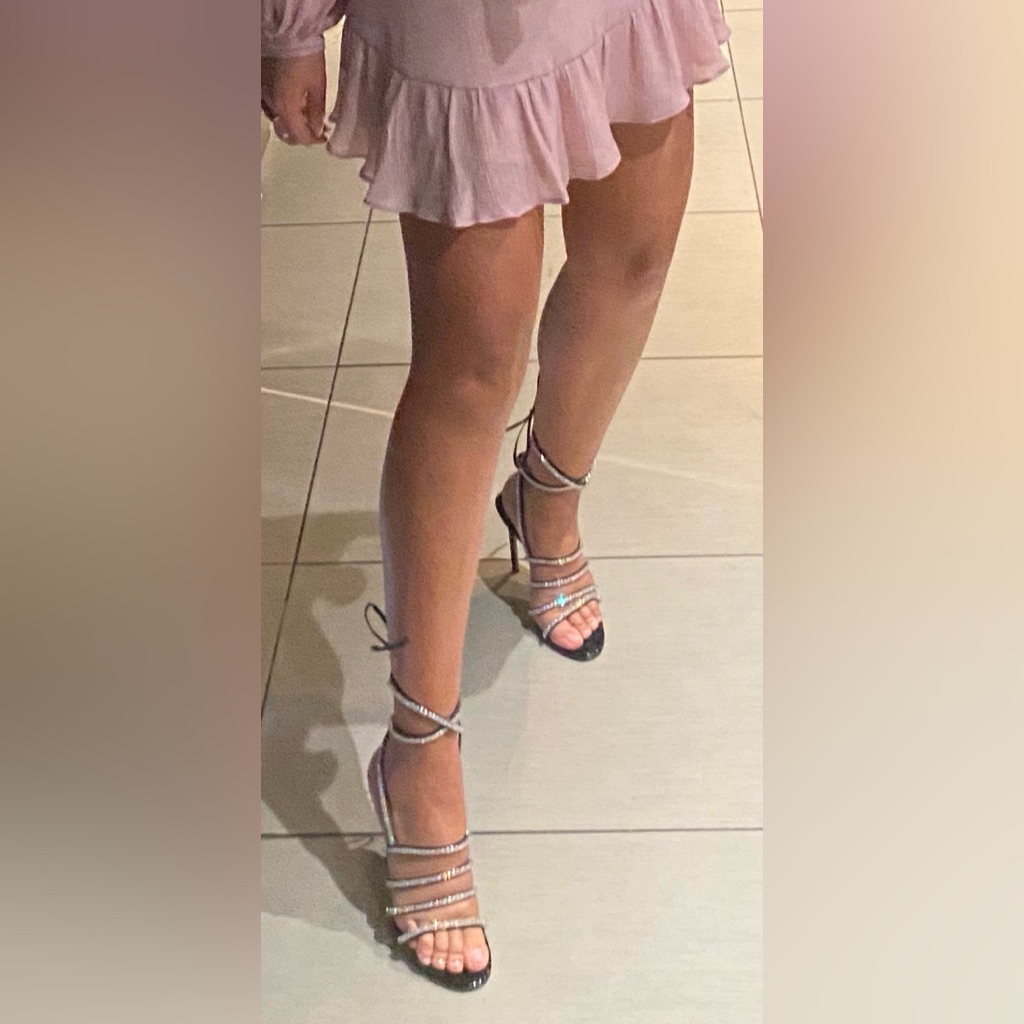 Alexandre Vauthier Black Gem-Trim Strappy High-Heel Sandals 37/7